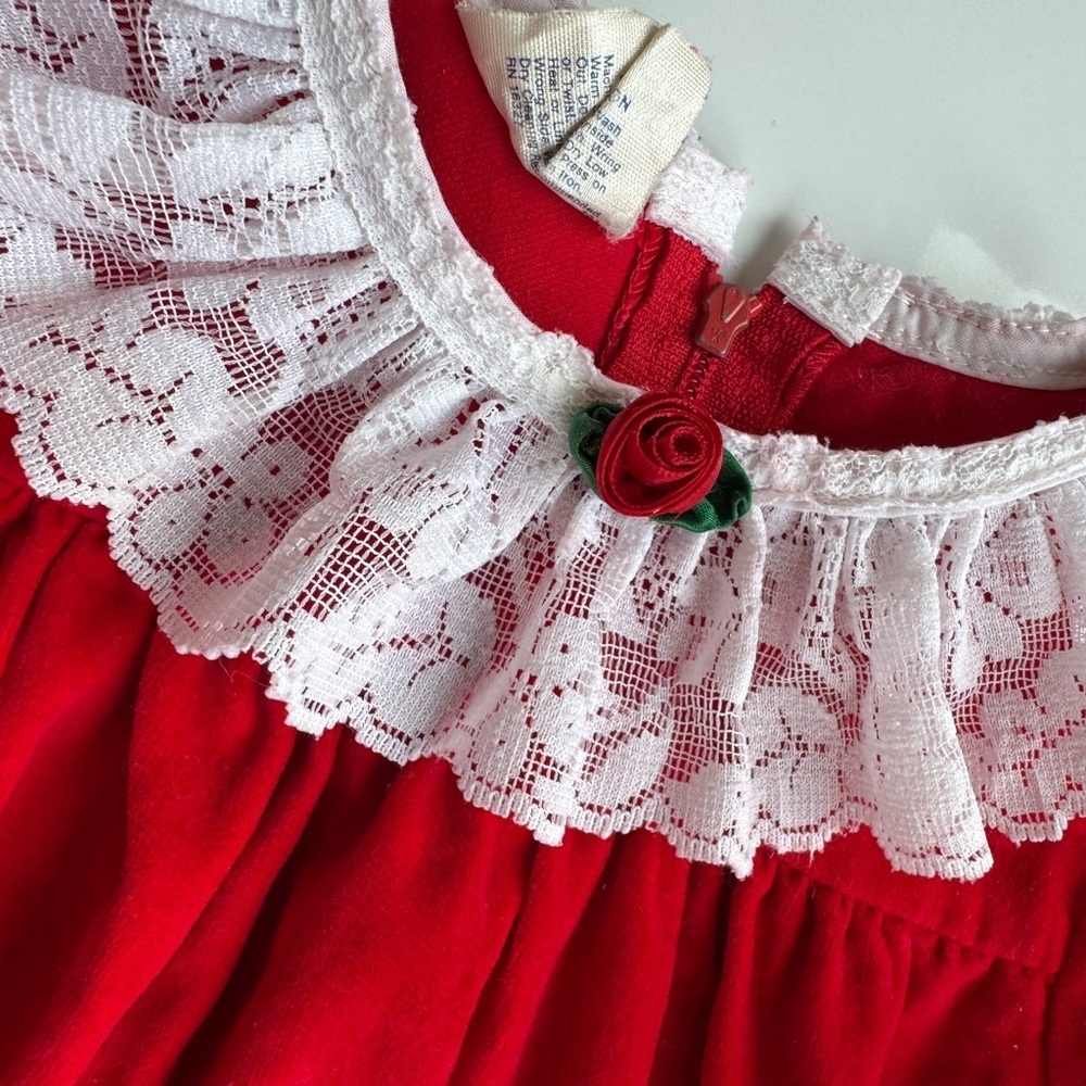 Vintage Good Lad Red Velvet Baby Dress – 24M - Picture 3 of 8